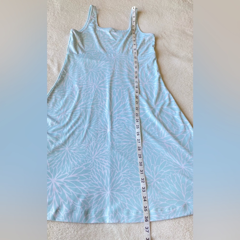 Columbia PFG Aqua Blue Floral Print Tank Dress UPF 50 Moisture Wicking Freezer - Picture 10 of 14